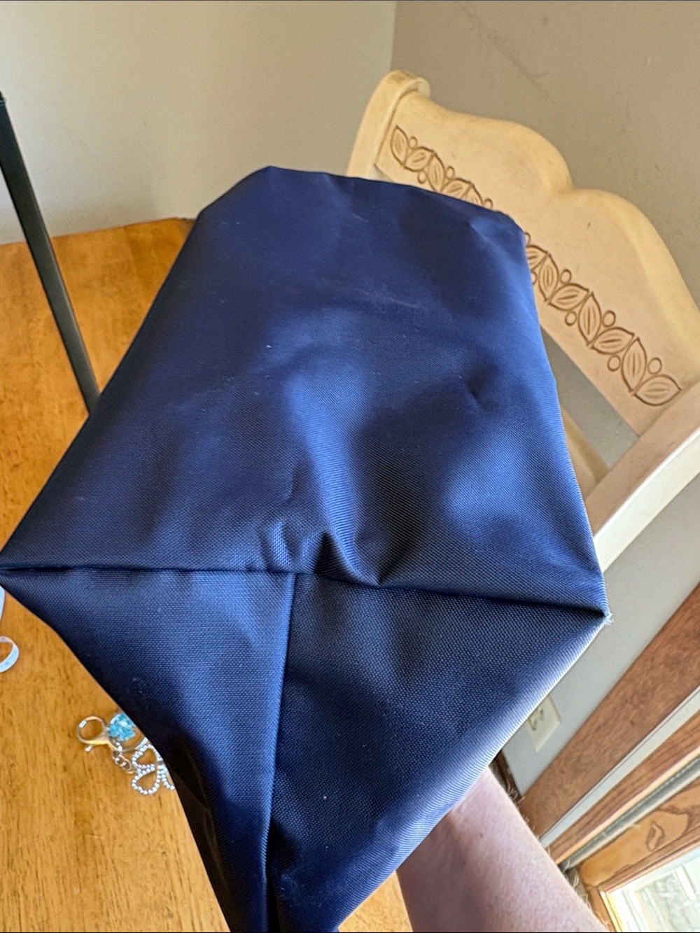 Longchamp Navy and Brown Small Le Pliage Top-Handle Tote - Picture 5 of 8
